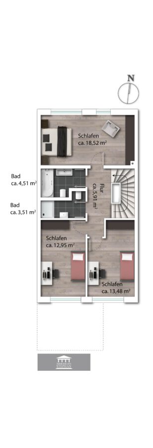 Neubau! Modernes Reihenmittelhaus mit Ausbaureserve im DG und Blick auf die Berge - Grundriss OG