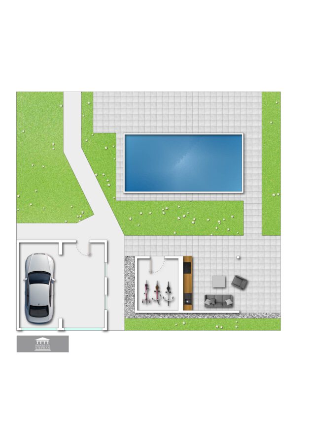 Exklusive Alpenvilla in Marquartstein – Moderner Luxus in traumhafter Bergkulisse - Grundriss Gartenoption