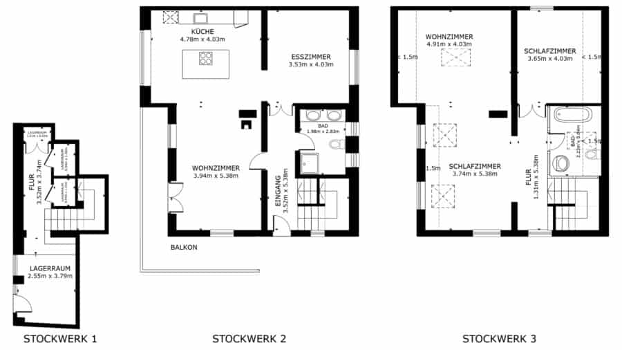 EXKLUSIVES WOHNEN MIT PANORAMABLICK - Luxus Studio-Loft-Wohneinheit mit atemberaubender Dachterrasse - GRUNDRISSE GESAMT