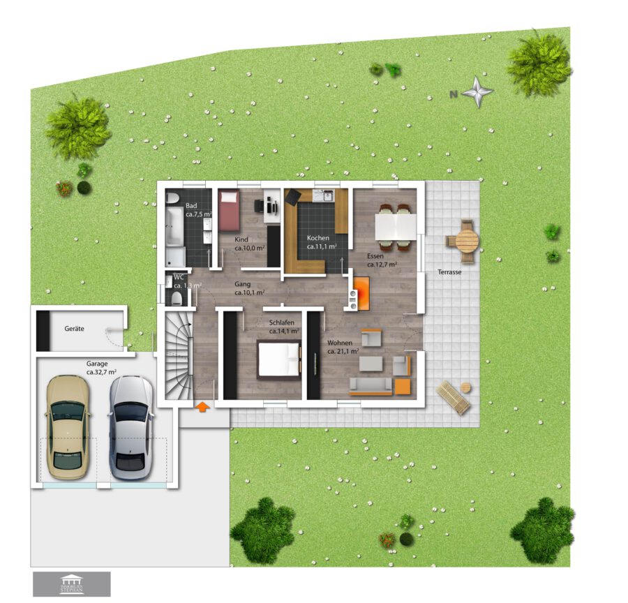 Ruhig gelegenes, vielseitiges EFH mit ELW & großem Garten im Herzen von Rimsting - Grundriss EG