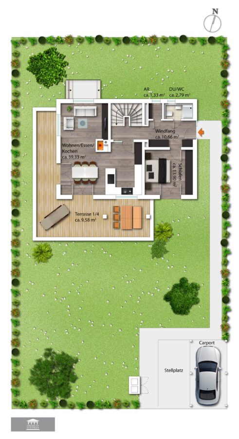 Modernes EFH mit Ausbaureserve, fußläufig zum Ortskern sowie zum Chiemsee - EFH EG Variante 1