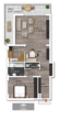 Grundriss möbliert - RESERVIERT – Helle 2-Zi.-Whg. mit Bergblick und umlaufendem Balkon – Wohnpotenzial in TOP Lage