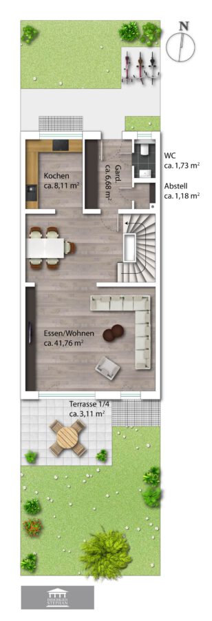 Neubau! Modernes Reihenmittelhaus mit 40 m2 Ausbaureserve im DG und Blick auf die Berge - Grundriss EG