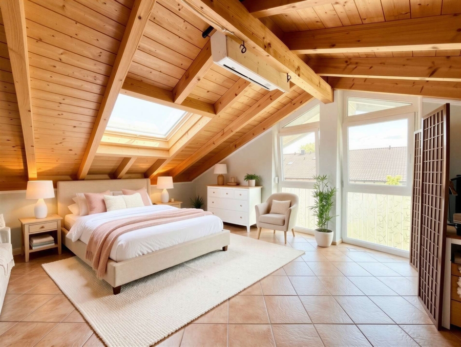 Schlafzimmer DG  - KI MÖBLIERUNG